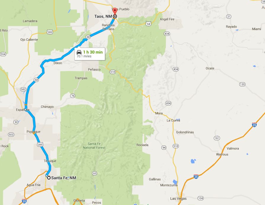 map of High road to Taos